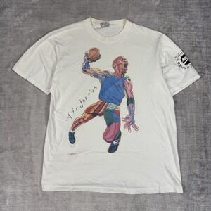 Nike Air Jordan Shirt Mens Medium White Hoop Heroes Michael Art Philip Burke